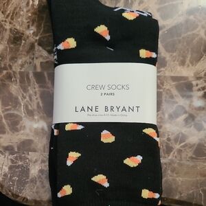 Lane Bryant Black Socks with Candy Corn Pattern
